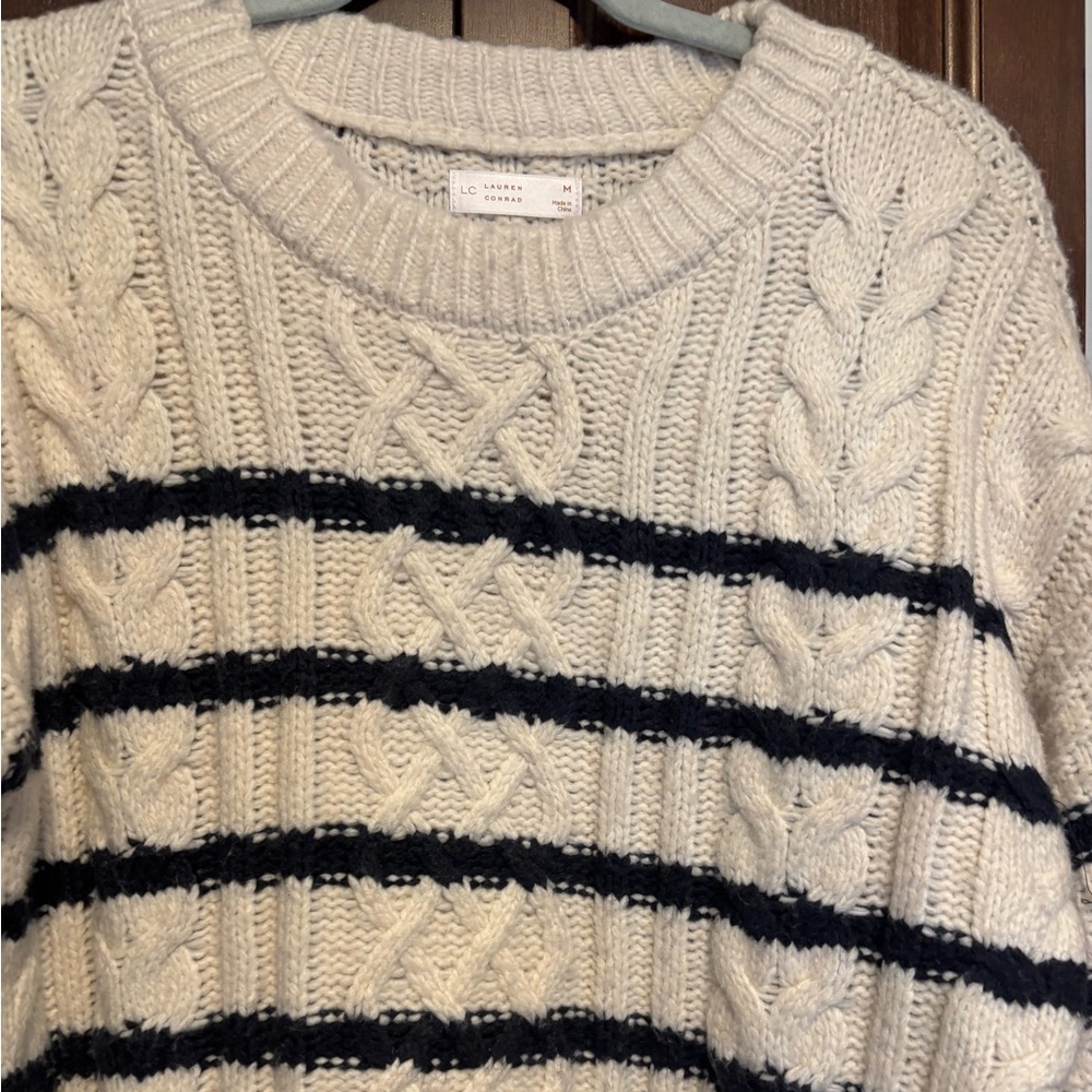 LC Lauren Conrad Navy and Cream Striped Sweater - Picture 6 of 9